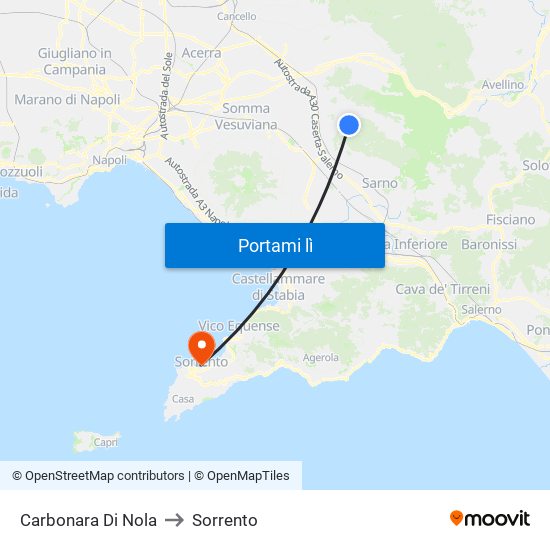 Carbonara Di Nola to Sorrento map