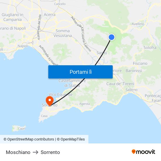 Moschiano to Sorrento map