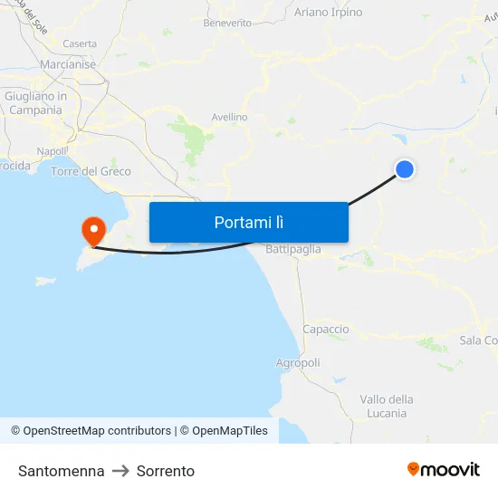 Santomenna to Sorrento map