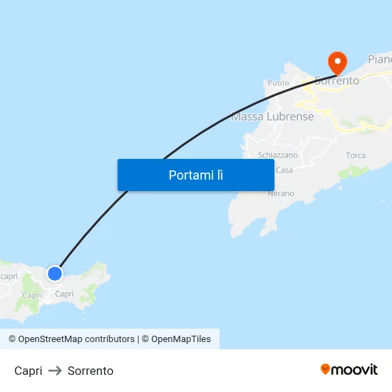Capri to Sorrento map