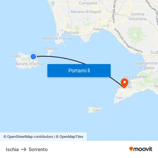 Ischia to Sorrento map