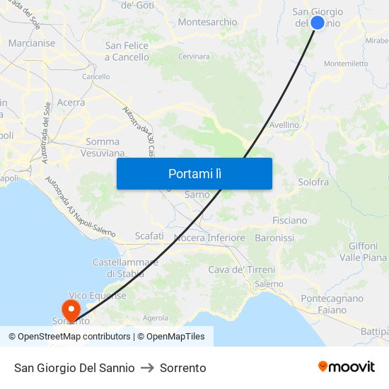San Giorgio Del Sannio to Sorrento map
