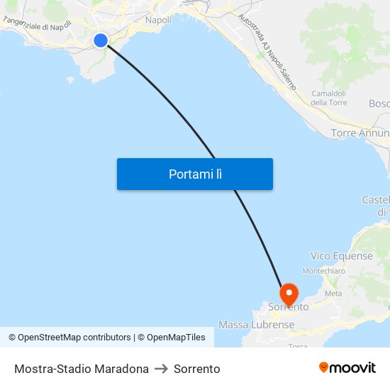 Mostra-Stadio Maradona to Sorrento map