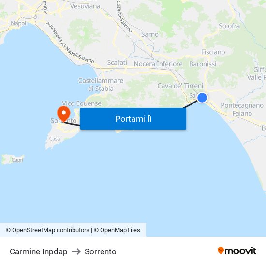 Carmine Inpdap to Sorrento map