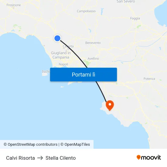 Calvi Risorta to Stella Cilento map