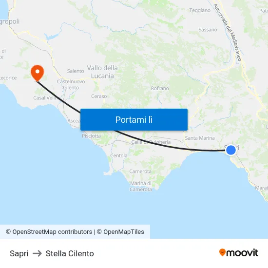 Sapri to Stella Cilento map