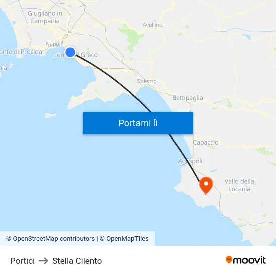Portici to Stella Cilento map