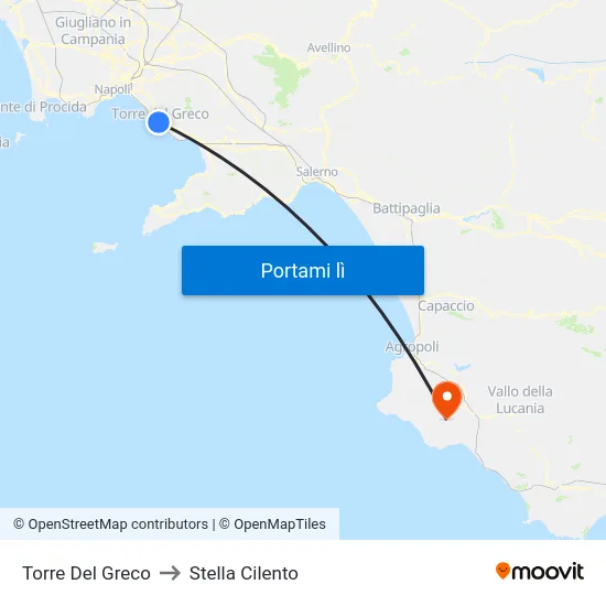 Torre Del Greco to Stella Cilento map