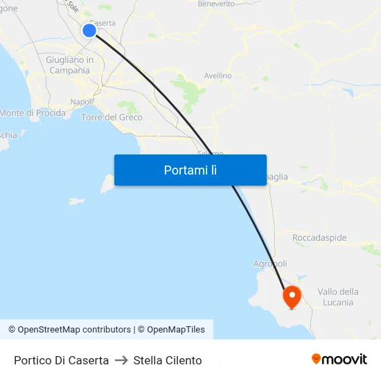 Portico Di Caserta to Stella Cilento map