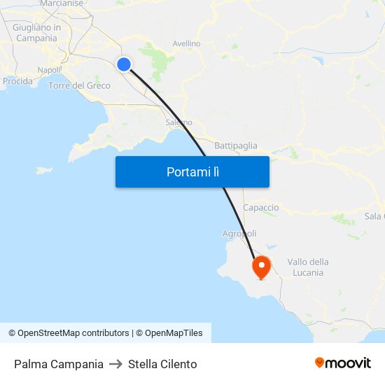 Palma Campania to Stella Cilento map