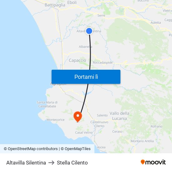 Altavilla Silentina to Stella Cilento map