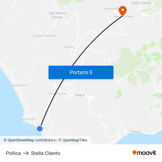 Pollica to Stella Cilento map