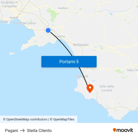 Pagani to Stella Cilento map