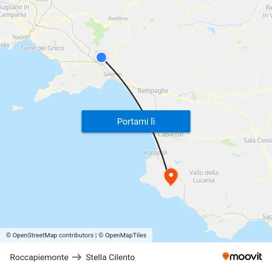 Roccapiemonte to Stella Cilento map