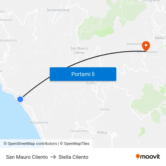 San Mauro Cilento to Stella Cilento map