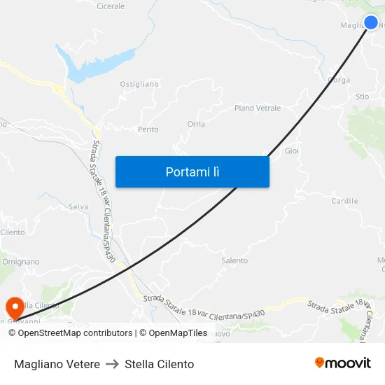 Magliano Vetere to Stella Cilento map