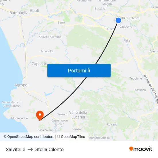 Salvitelle to Stella Cilento map