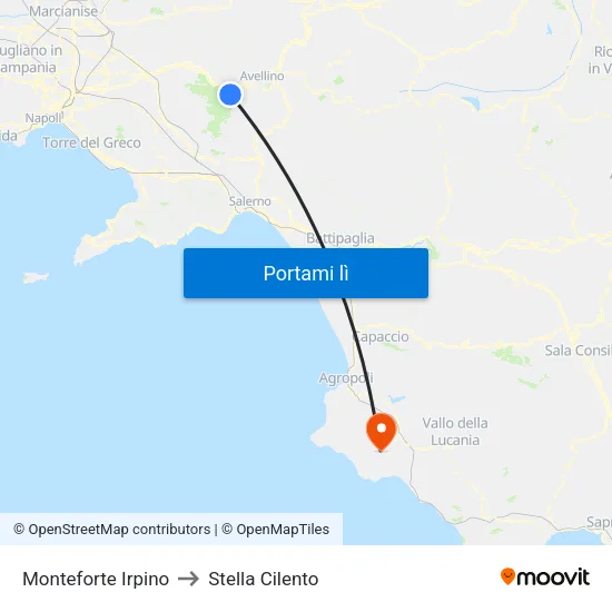Monteforte Irpino to Stella Cilento map