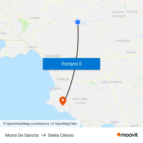 Morra De Sanctis to Stella Cilento map