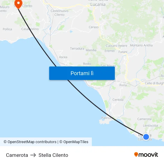 Camerota to Stella Cilento map