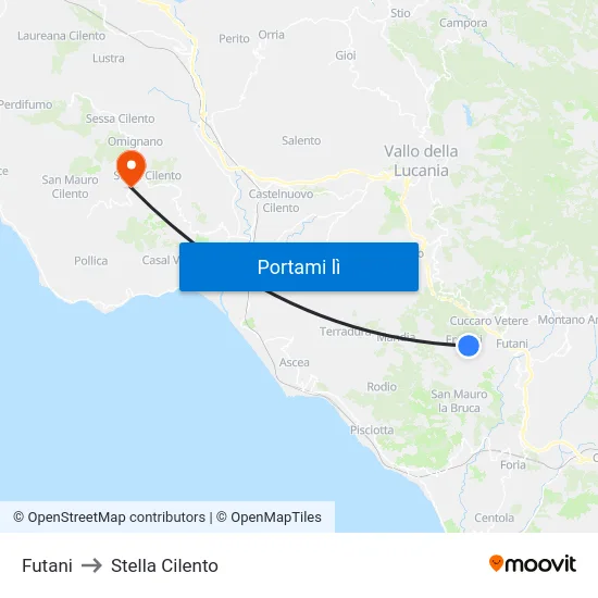 Futani to Stella Cilento map