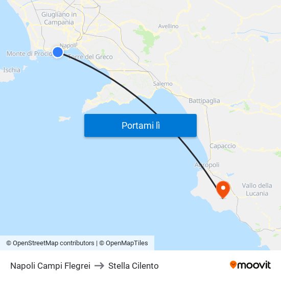 Napoli Campi Flegrei to Stella Cilento map