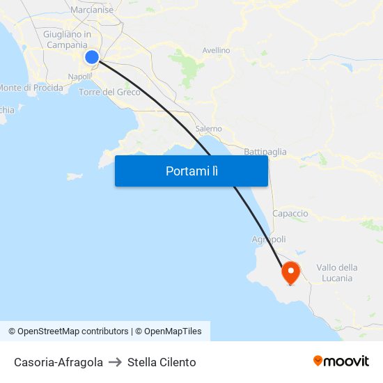 Casoria-Afragola to Stella Cilento map