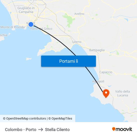 Colombo - Porto to Stella Cilento map