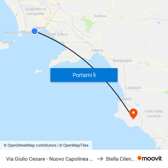 Via Giulio Cesare - Nuovo Capolinea Ctp to Stella Cilento map