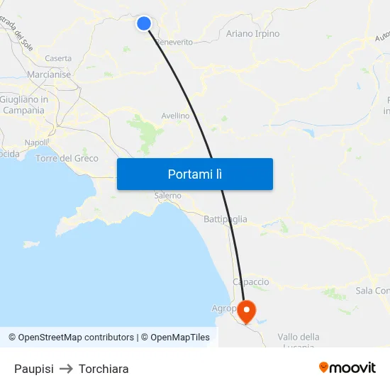 Paupisi to Torchiara map