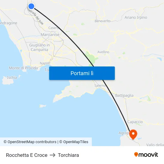 Rocchetta E Croce to Torchiara map
