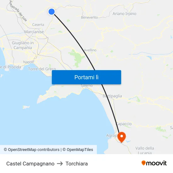 Castel Campagnano to Torchiara map