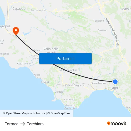 Torraca to Torchiara map