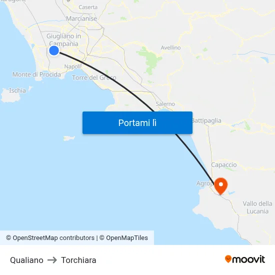 Qualiano to Torchiara map