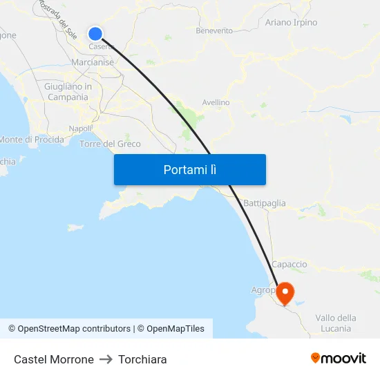 Castel Morrone to Torchiara map