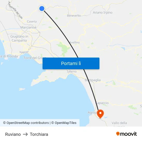 Ruviano to Torchiara map