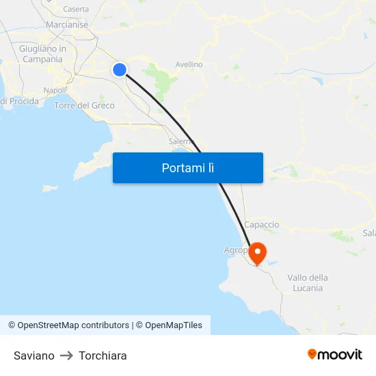 Saviano to Torchiara map