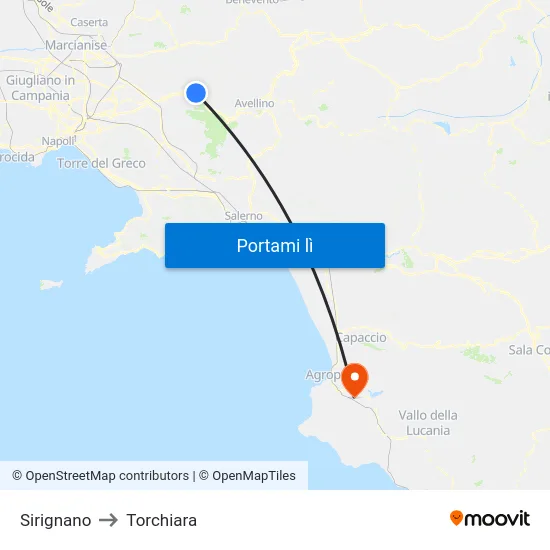 Sirignano to Torchiara map