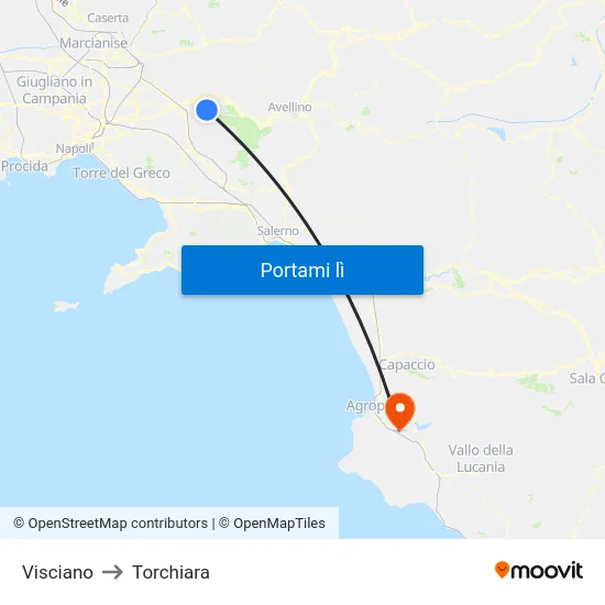 Visciano to Torchiara map