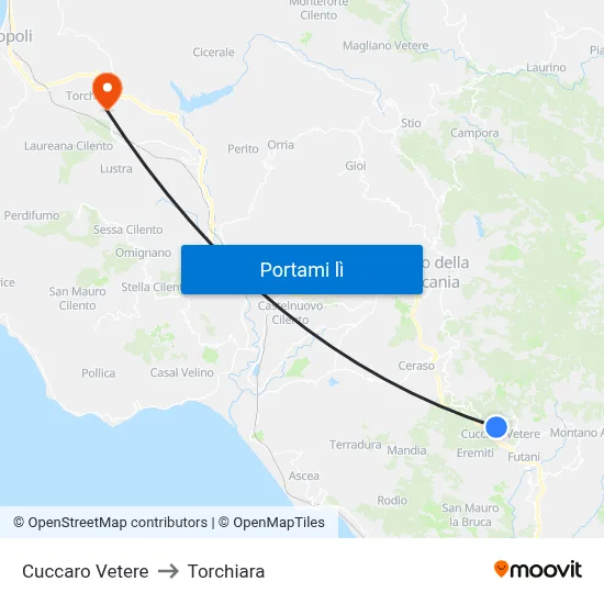 Cuccaro Vetere to Torchiara map