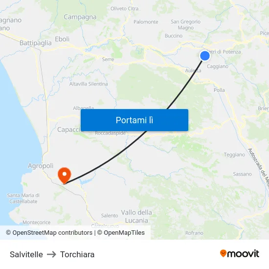 Salvitelle to Torchiara map