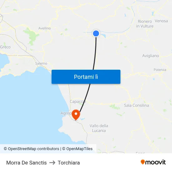 Morra De Sanctis to Torchiara map