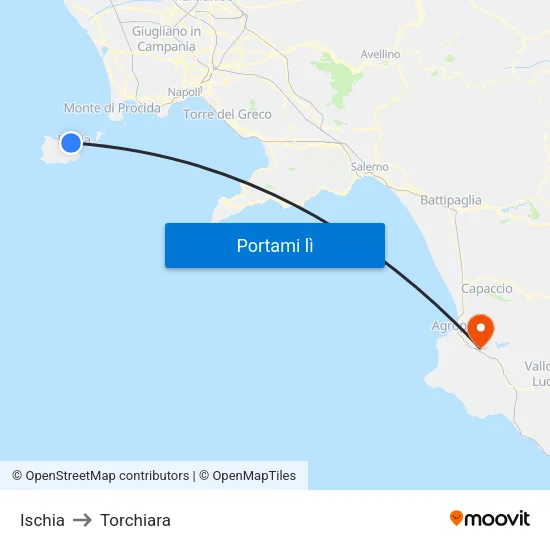 Ischia to Torchiara map
