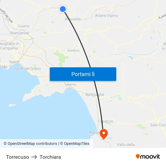 Torrecuso to Torchiara map
