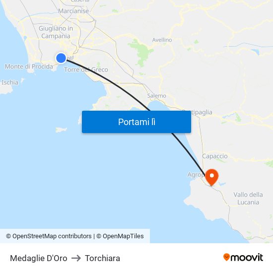 Medaglie D'Oro to Torchiara map