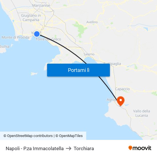 Napoli - P.za Immacolatella to Torchiara map