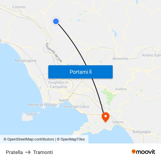 Pratella to Tramonti map