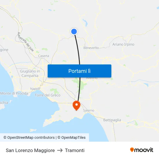 San Lorenzo Maggiore to Tramonti map