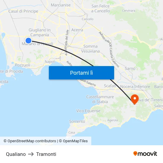 Qualiano to Tramonti map