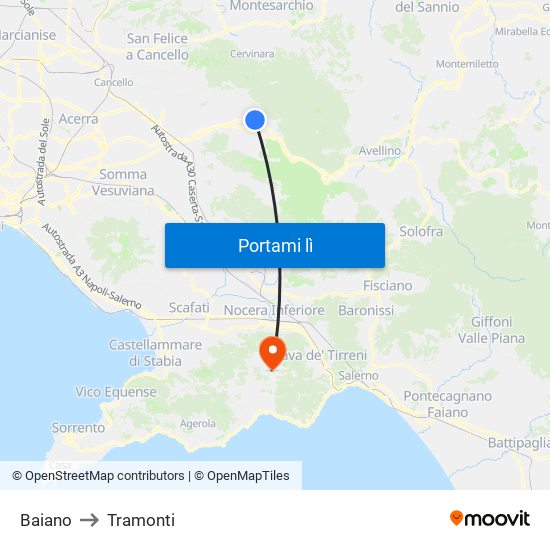 Baiano to Tramonti map